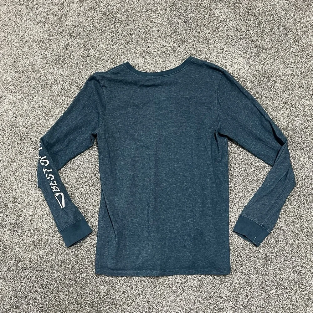 Nike Dri Fit Mens Small Long Sleeve Fishing Shirt Blue Athletic Performance Tee